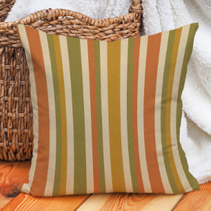 Retro-gestreifte Orange-Gold-Oliv-Rost-Erdfarbe Kissen