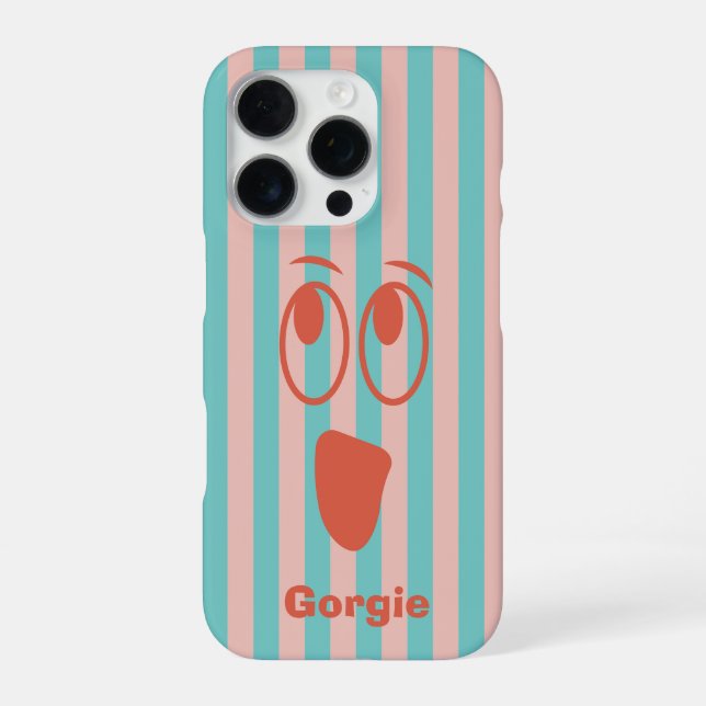 Retro-gestreiftes Gespenstergesicht iPhone Hülle (Rückseite)
