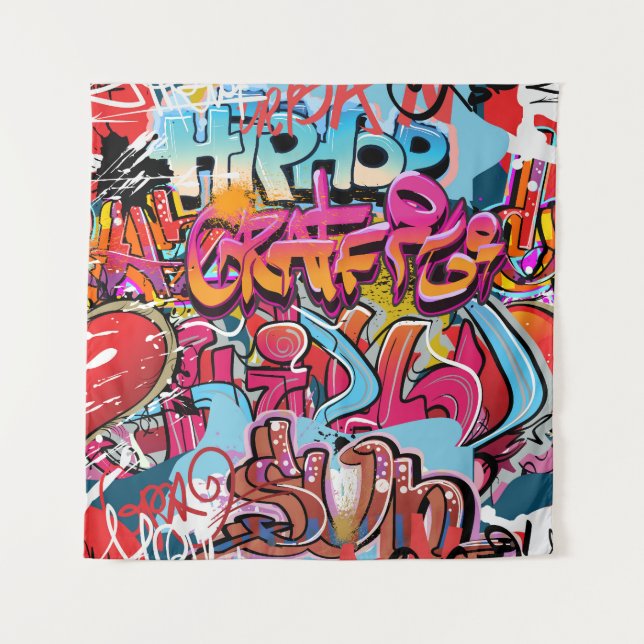 Retro gestreiftes Innendesign. Wandteppich (Vorderseite)