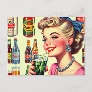 Retro-Getränk Pin-Up Postkarte