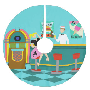 Retro Getränkespender-Weihnachtsbaum-Rock Polyester Weihnachtsbaumdecke