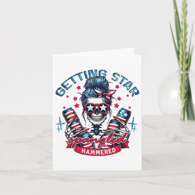 Retro Getting Star Spangled Hammered America 4th O Karte (Vorderseite)