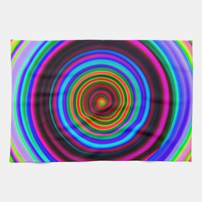 Retro gewundenes Kreis-Neonmuster Handtuch (Horizontal)