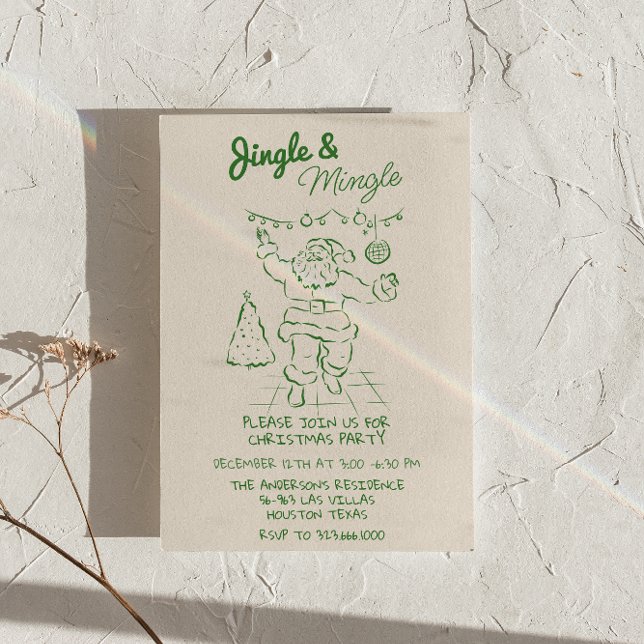 Retro Gezeichnet Jingle & Mingle Weihnachtsfest We Einladung (Von Creator hochgeladen)