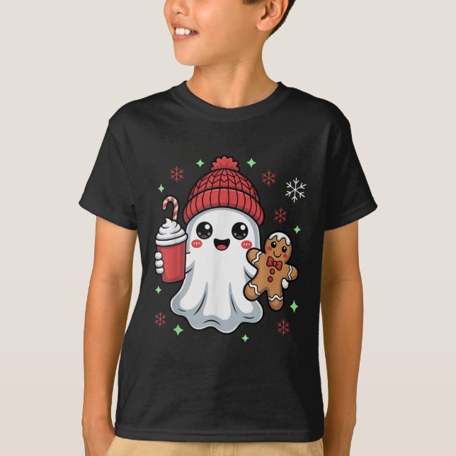 Retro Ghost Beanie Christmas Holiday Xmas Coffee G T-Shirt (Vorderseite)