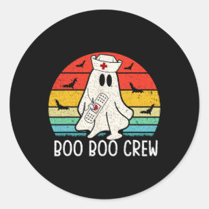 Retro Ghost Boo Crew Frauen Kindergärten Runder Aufkleber