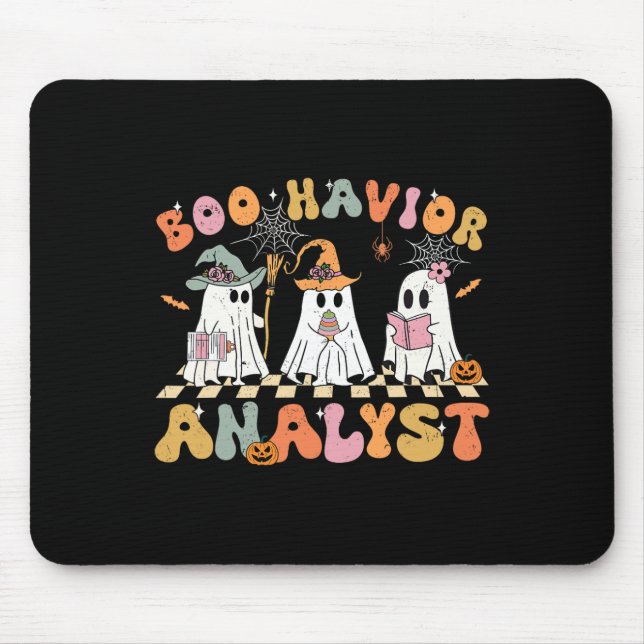 Retro Ghost Boo Havior Analyst Therapist Bcba Hall Mousepad (Vorne)
