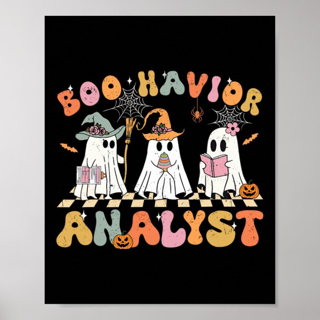 Retro Ghost Boo Havior Analyst Therapist Bcba Hall Poster (Vorne)