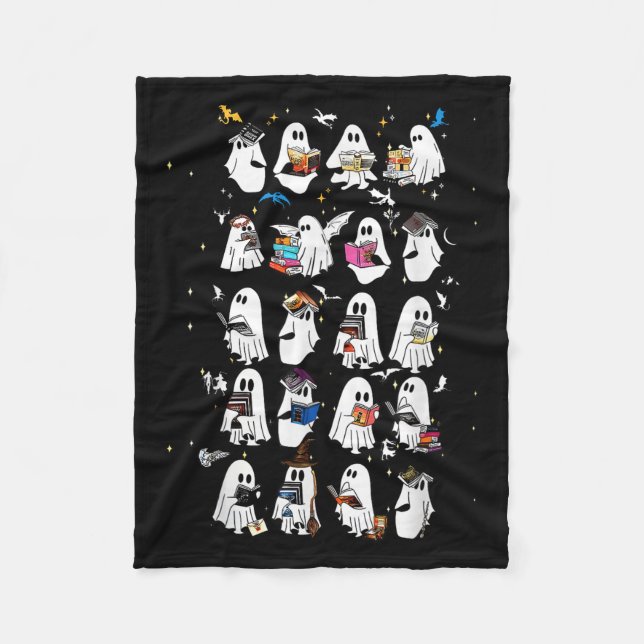 Retro Ghost Book Fantasy Series Halloween Book Lov Fleecedecke (Vorderseite)