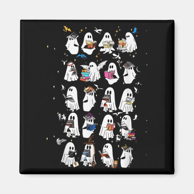 Retro Ghost Book Fantasy Series Halloween Book Lov Magnet (Vorne)