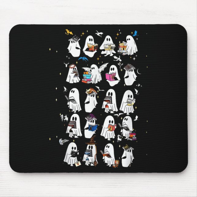 Retro Ghost Book Fantasy Series Halloween Book Lov Mousepad (Vorne)
