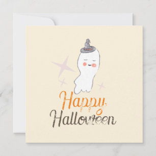 Retro Ghost Doodle Halloween Design Karte