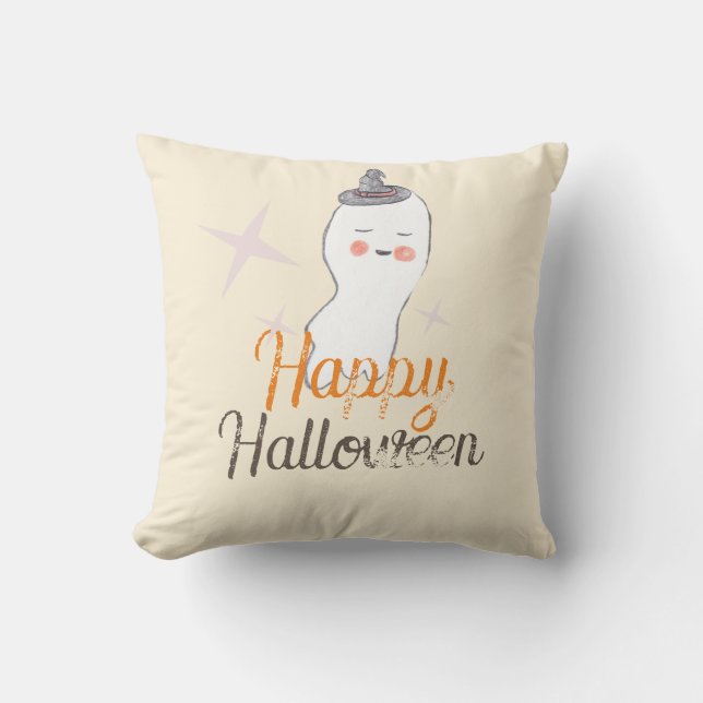 Retro Ghost Doodle Halloween Design Kissen (Vorderseite)
