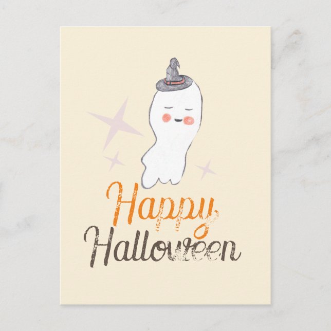 Retro Ghost Doodle Halloween Design Postkarte (Vorderseite)