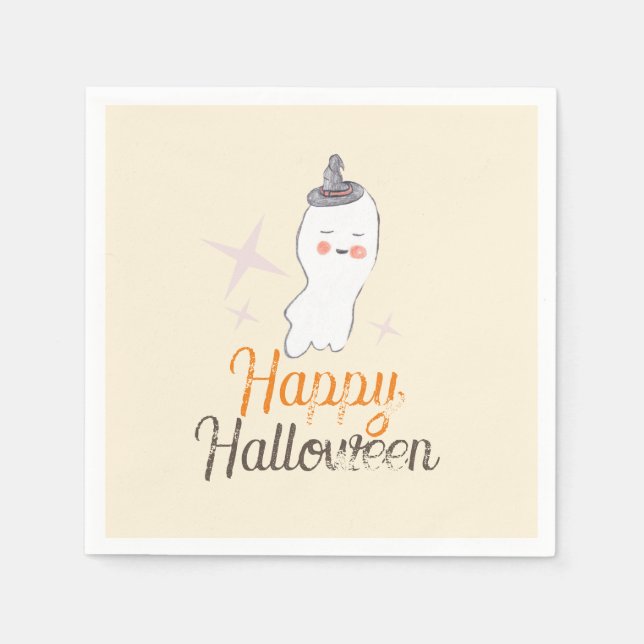 Retro Ghost Doodle Halloween Geburtstagsparty Serviette (Vorderseite)