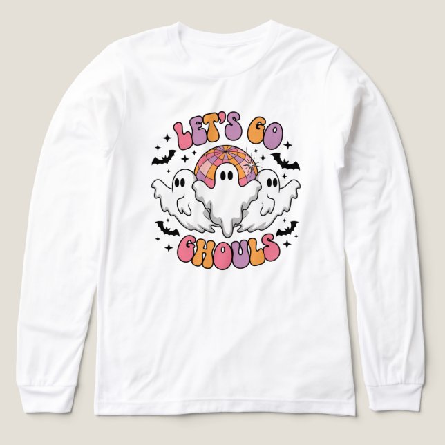 Retro Ghost Halloween T - Shirt - "Lass's Go Ghoul (Design Vorderseite)