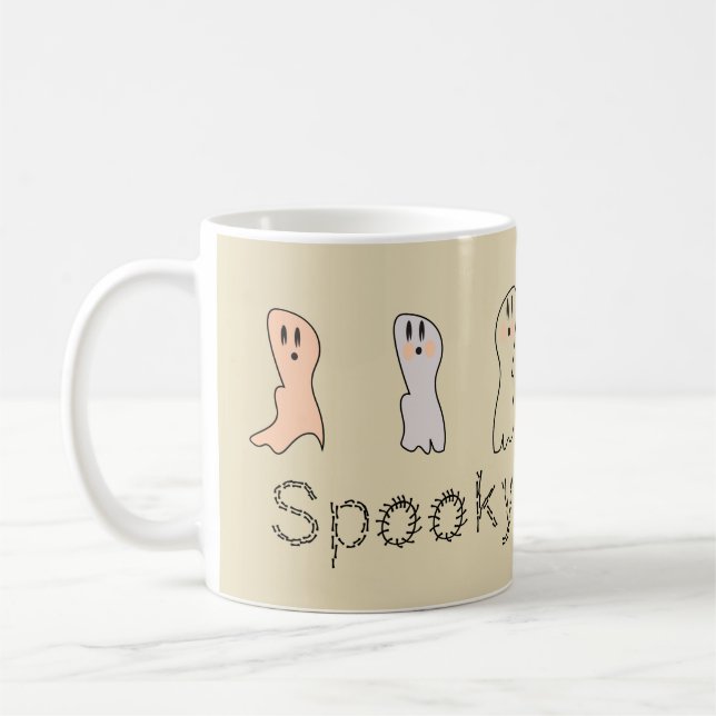 Retro Ghost Hand Lettern Spooky Kaffeetasse (Links)