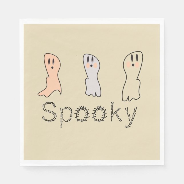 Retro Ghost Hand Lettern Spooky Serviette (Vorderseite)