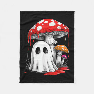 Retro Ghost Mushroom Halloween Vibes Niedlich Groo Fleecedecke