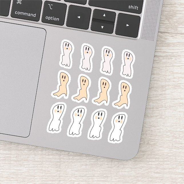 Retro Ghost Tan White Halloween-Party Aufkleber (Detail)