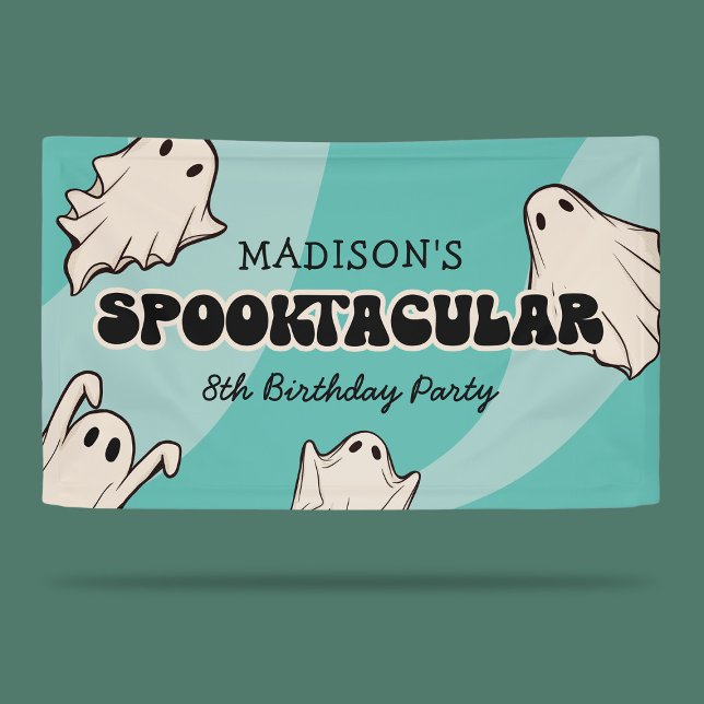Retro Ghosts Halloween Kindergeburtstag Party Banner (Von Creator hochgeladen)