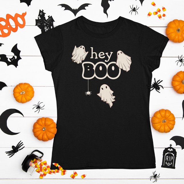 Retro Ghosts Hey Boo Halloween T-Shirt (Von Creator hochgeladen)
