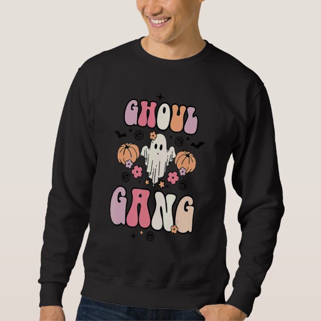 Retro Ghoul Gang Groovy Hey Boo Pumpkin Boo Crew H Sweatshirt (Vorderseite)