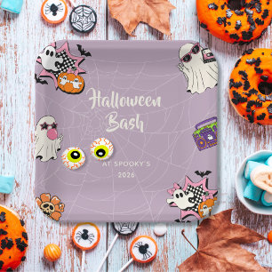 Retro Ghouls Halloween-Party Pappteller