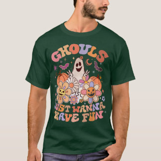 Retro Ghouls just Wanna have Fun Groovy Ghost Nied T-Shirt