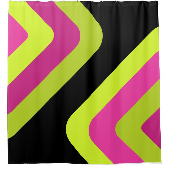 Retro Giant Diamonds Chartreuse Magenta Duschvorhang (Vorderseite)
