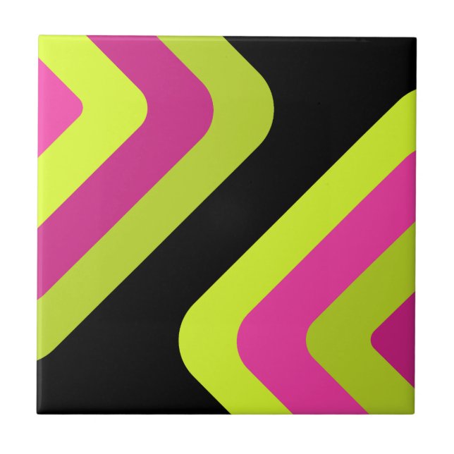 Retro Giant Diamonds Chartreuse Magenta Fliese (Vorderseite)