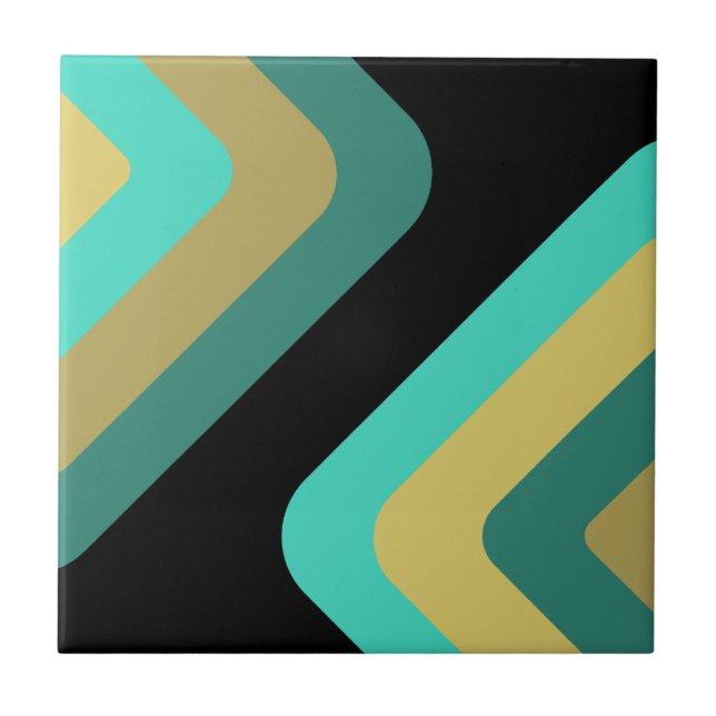 Retro Giant Diamonds Turquoise Gold Fliese (Vorderseite)