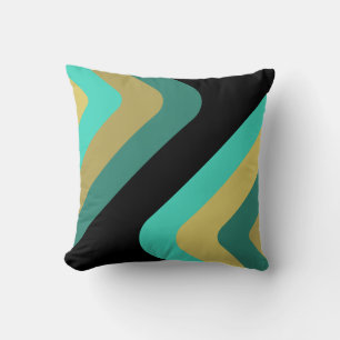 Retro Giant Diamonds Turquoise Gold Kissen