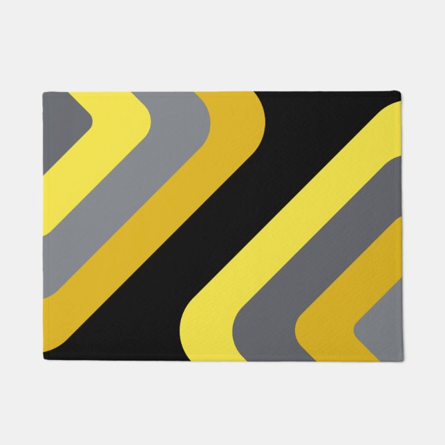 Retro Giant Diamonds Yellow Gray Fußmatte (Vorderseite)