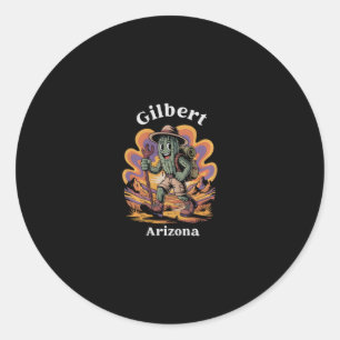 Retro Gilbert Arizona Wanderweg-Abenteuer Cactu Runder Aufkleber
