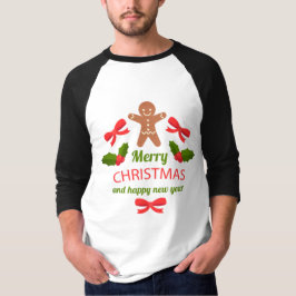 Retro Gingerbread Christmas Raglan Tee USA