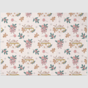 Retro Gingerbrot Cookies und Tee Weihnachten Seidenpapier