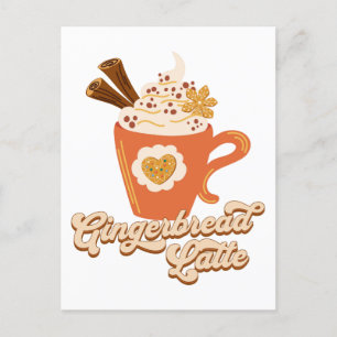Retro Gingerbrot Latte Coffee Postkarte