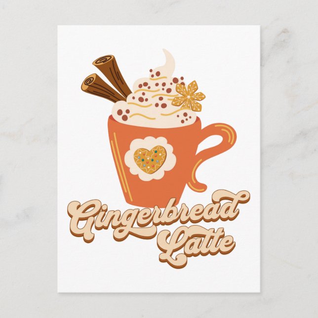 Retro Gingerbrot Latte Coffee Postkarte (Vorderseite)