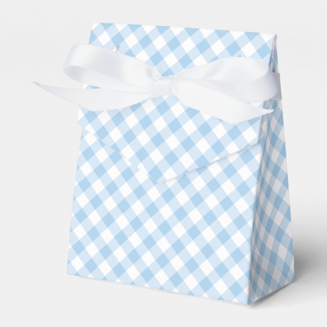 Retro-Gingham Babyblau Geschenkschachtel (Vorderseite)