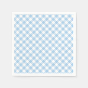 Retro-Gingham Babyblau Serviette
