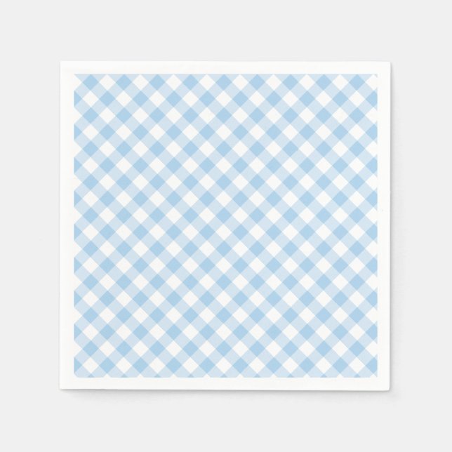 Retro-Gingham Babyblau Serviette (Vorderseite)