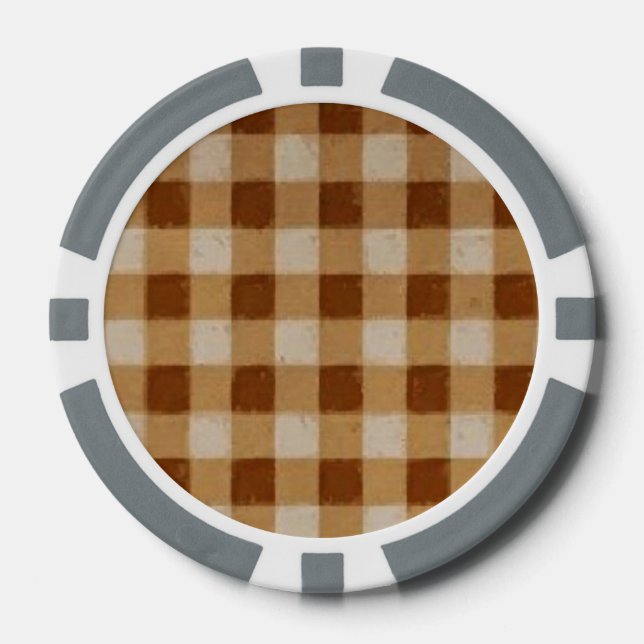 Retro Gingham Braun Pokerchips (Vorderseite)