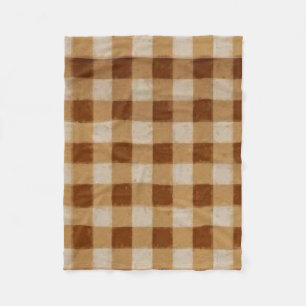 Retro Gingham Brown Fleecedecke