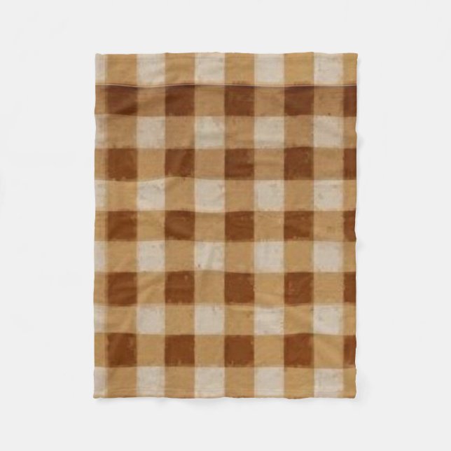 Retro Gingham Brown Fleecedecke (Vorderseite)