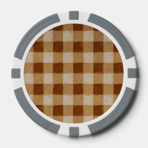 Retro Gingham Brown Pokerchips