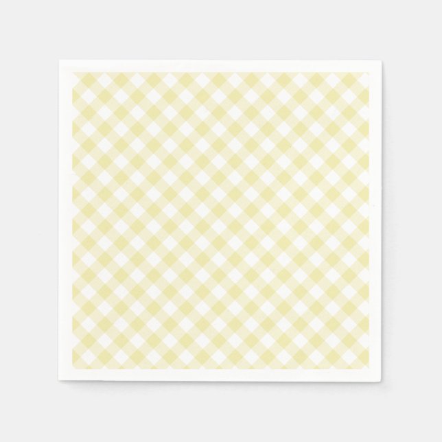 Retro Gingham Butter Yellow Serviette (Vorderseite)