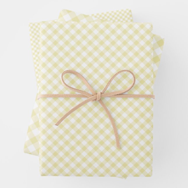 Retro-Gingham Buttergelb Geschenkpapier Set (Beispiel)