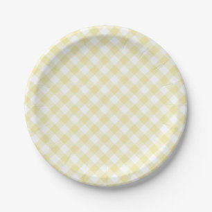 Retro-Gingham-Buttergelb Pappteller
