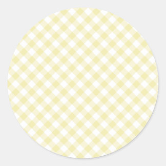 Retro-Gingham-Buttergelb Runder Aufkleber